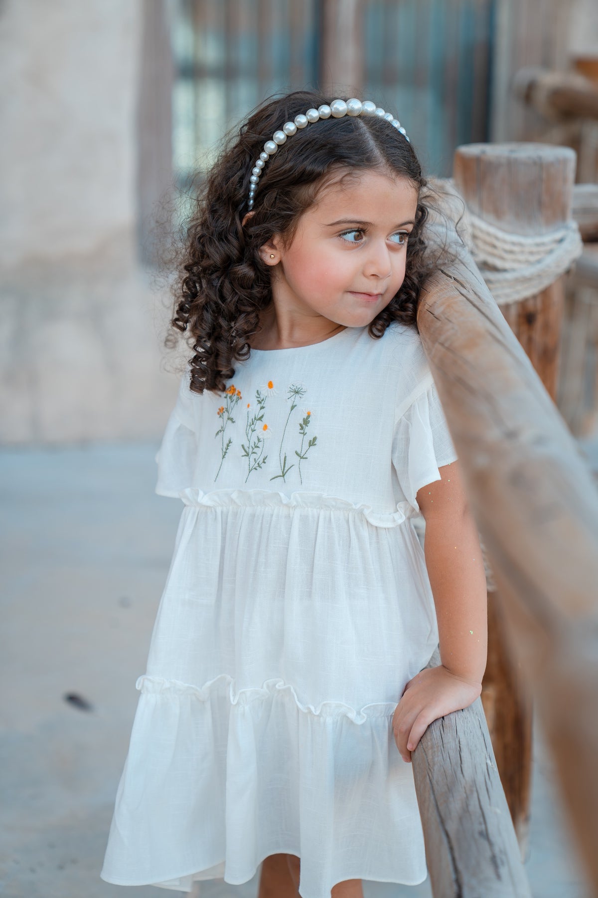Cloud Linen with Embroidery Details