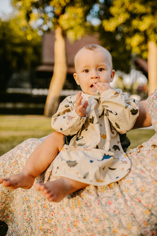 Waterproof Sleeved Cape Bib - Dino