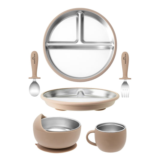 Stainless Steel Feeding Suction Set - Taupe Brown