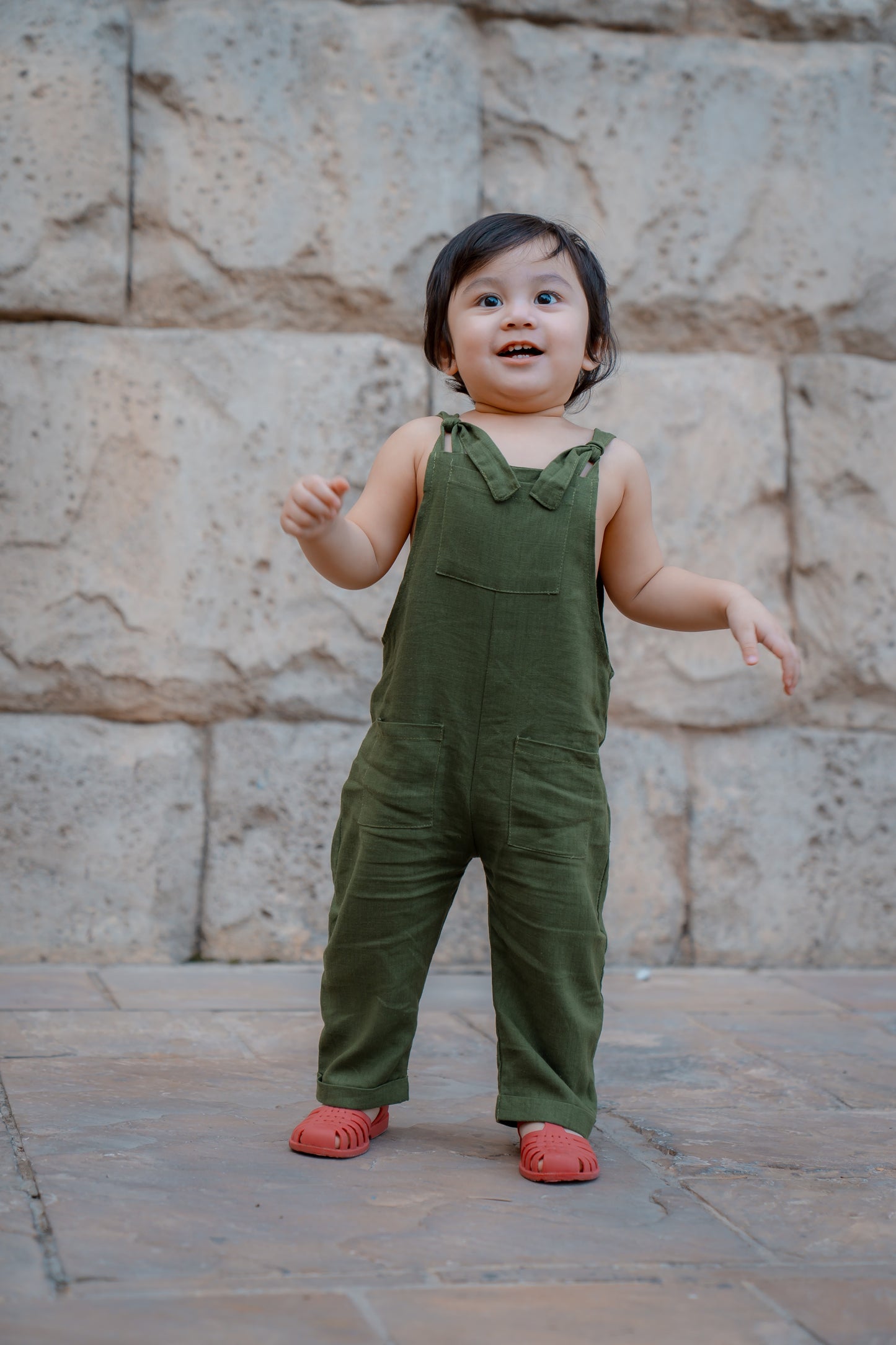 Joe Linen Romper - Forest Green