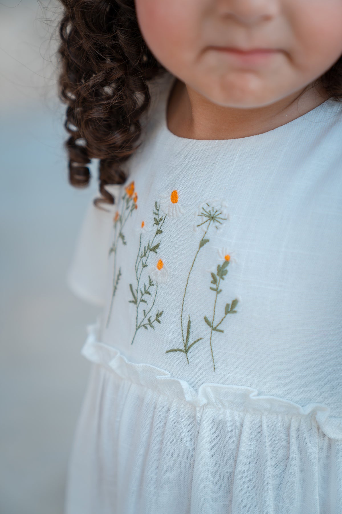 Cloud Linen with Embroidery Details