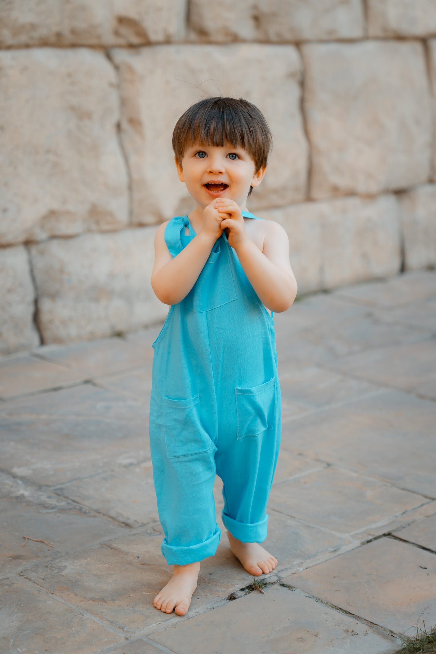 Joe Linen Romper - Sky Blue