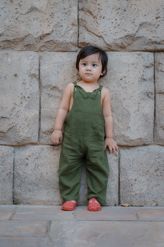 Joe Linen Romper - Forest Green