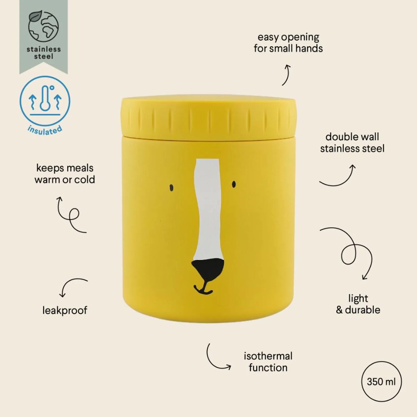 Trixie - Double Wall Insulated Food Jar - 350ml - Mr. Lion