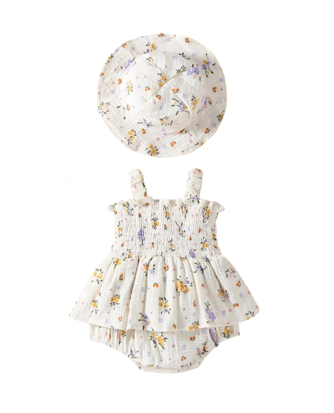 Tessa Muslin Romper with Hat Set