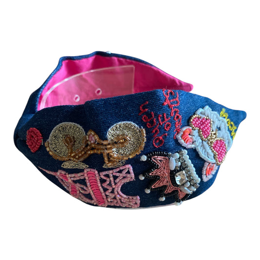 Handbeaded Headband Turban - Queen of Hearts