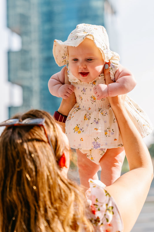 Tessa Muslin Romper with Hat Set