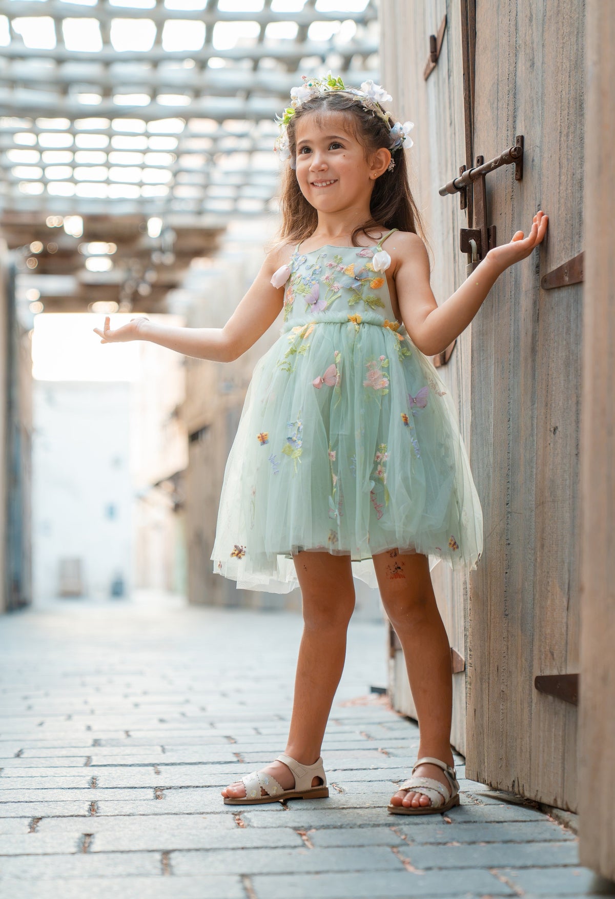 Tulip Whisper Blossom Dress - Forest Green