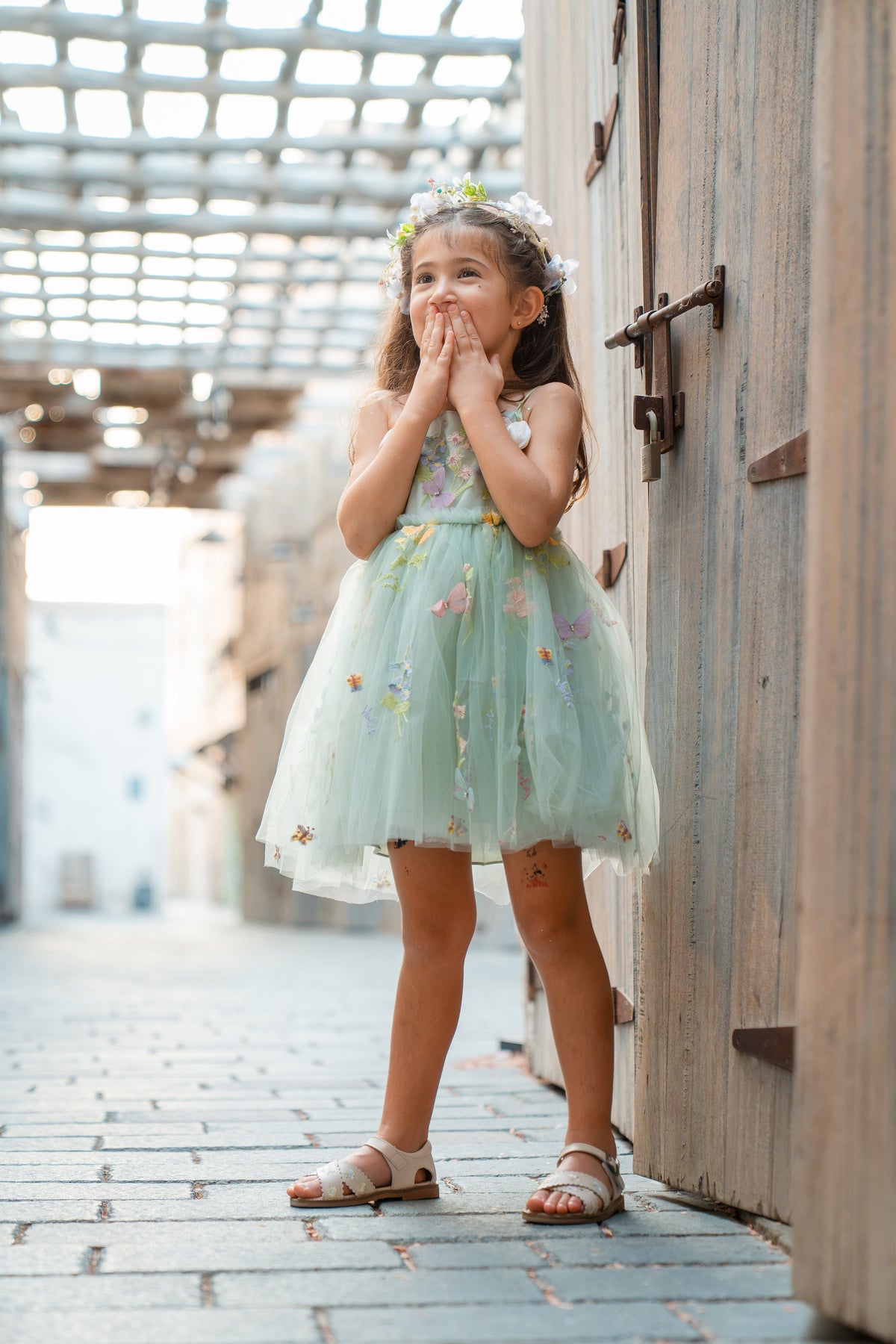 Tulip Whisper Blossom Dress - Forest Green